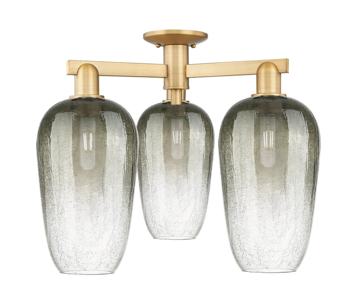 Three Light Semi-Flush Mount by Innovations - Arcadia Collection, Brushed Brass Finish - 716-3F-BB-G484-7SL