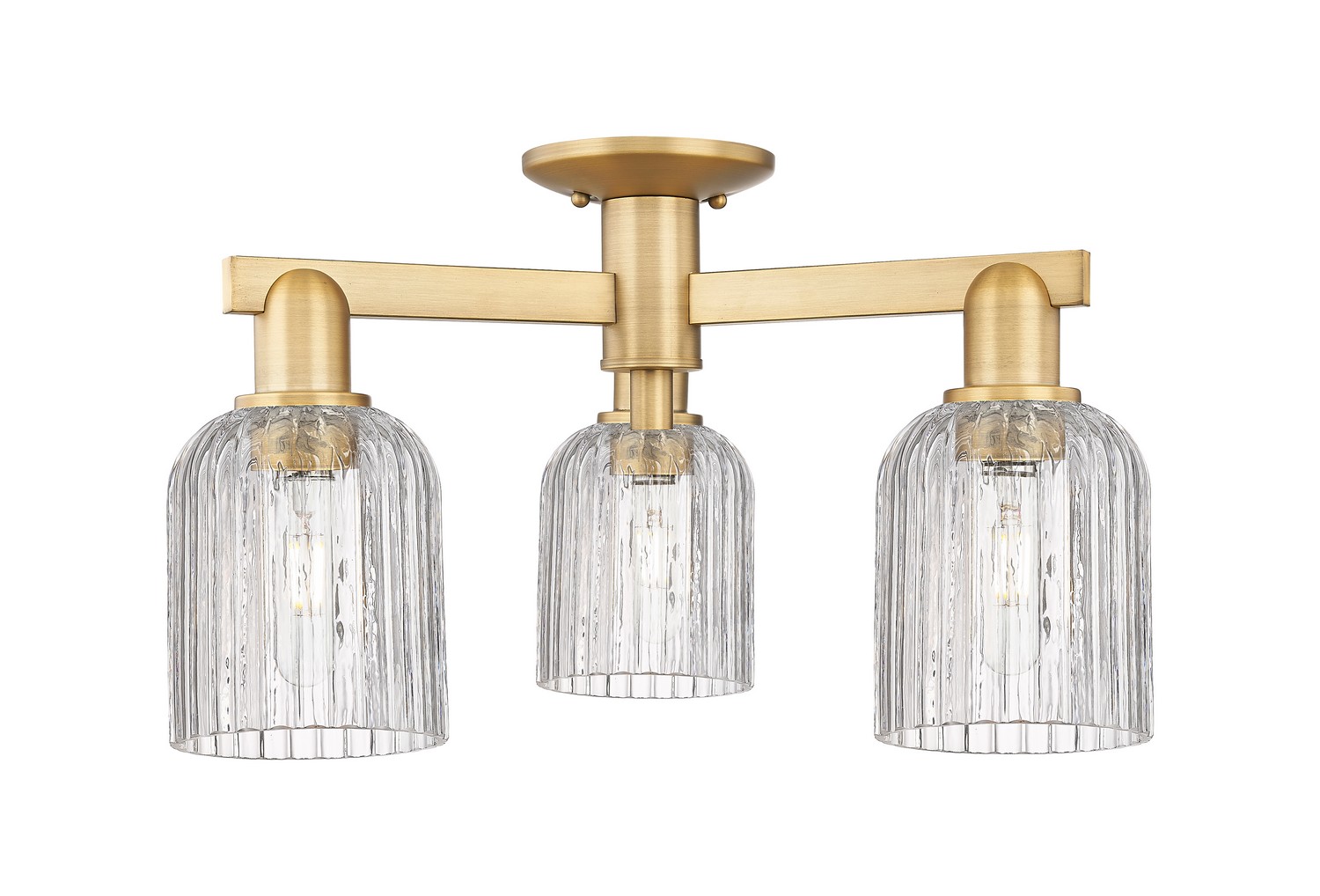 Three Light Semi-Flush Mount by Innovations - Arcadia Collection, Brushed Brass Finish - 716-3F-BB-G559-5CL