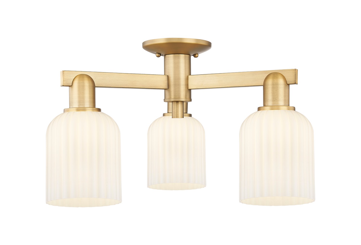 Three Light Semi-Flush Mount by Innovations - Arcadia Collection, Brushed Brass Finish - 716-3F-BB-G559-5GWH