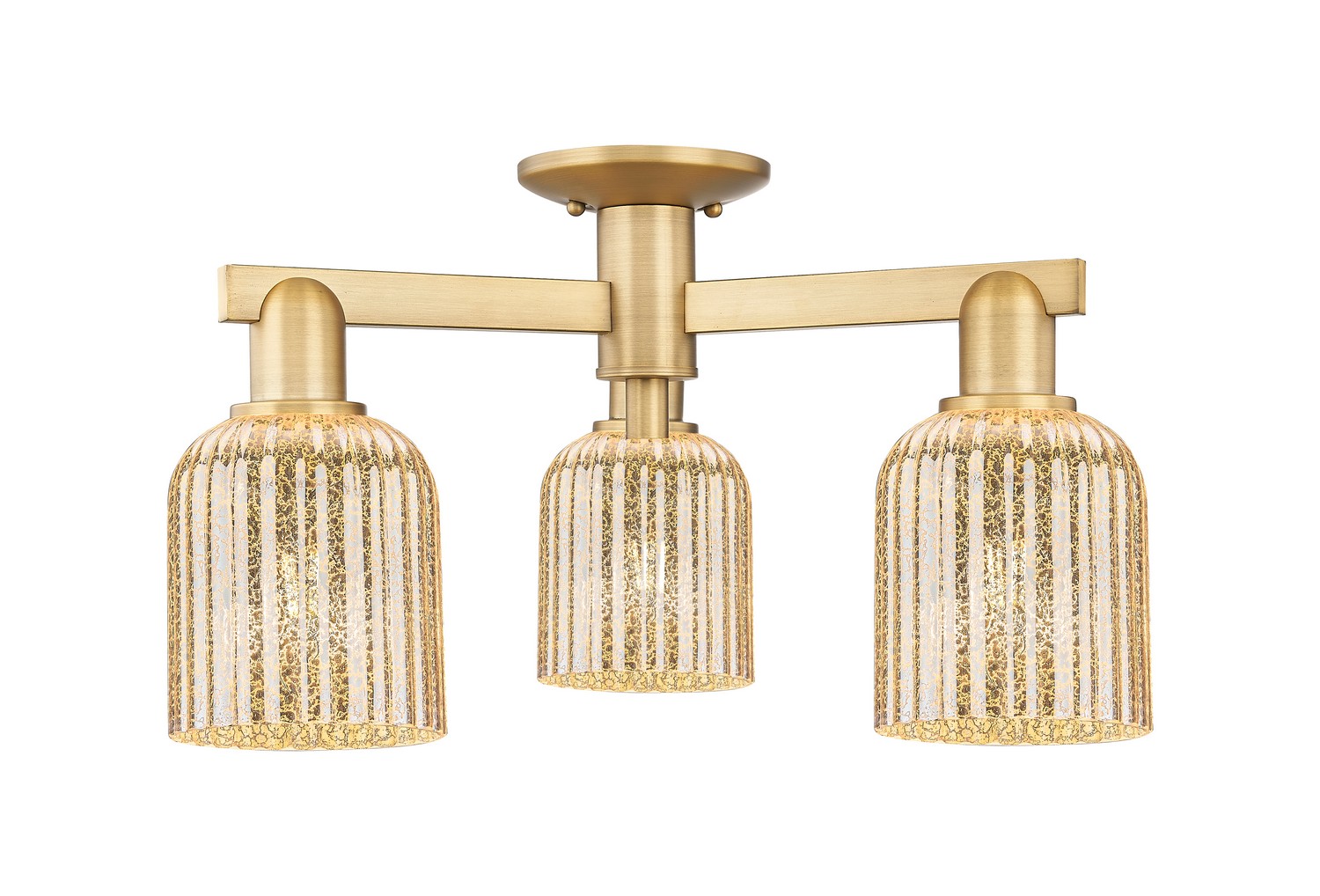 Three Light Semi-Flush Mount by Innovations - Arcadia Collection, Brushed Brass Finish - 716-3F-BB-G559-5ME