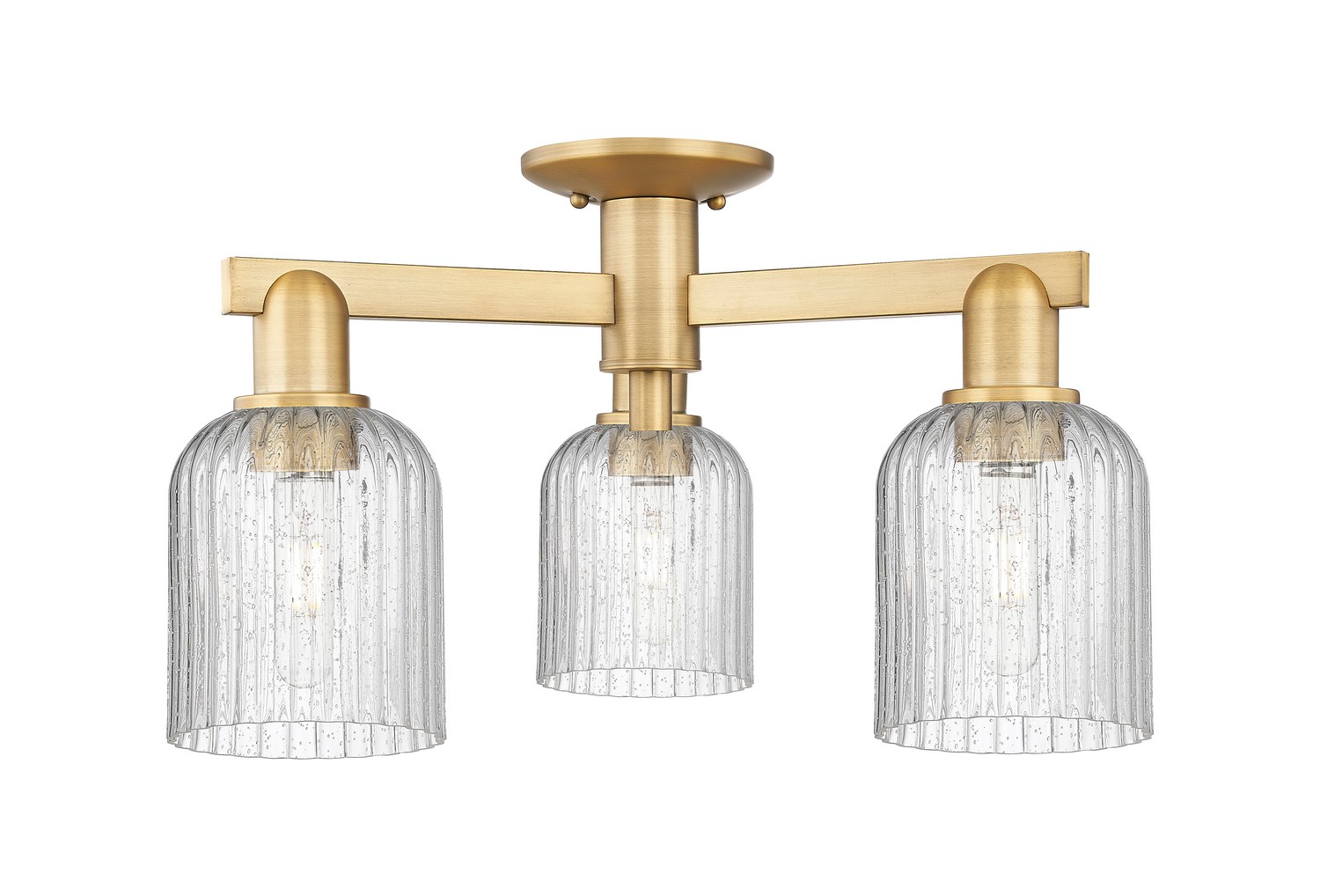 Three Light Semi-Flush Mount by Innovations - Arcadia Collection, Brushed Brass Finish - 716-3F-BB-G559-5SDY