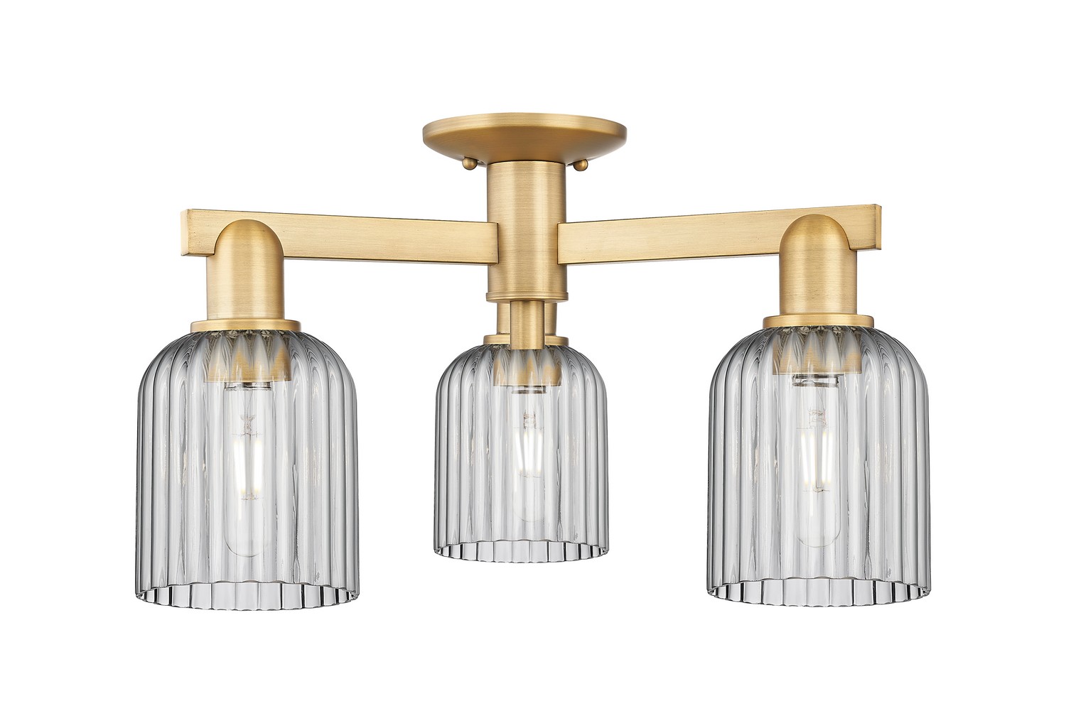 Three Light Semi-Flush Mount by Innovations - Arcadia Collection, Brushed Brass Finish - 716-3F-BB-G559-5SM