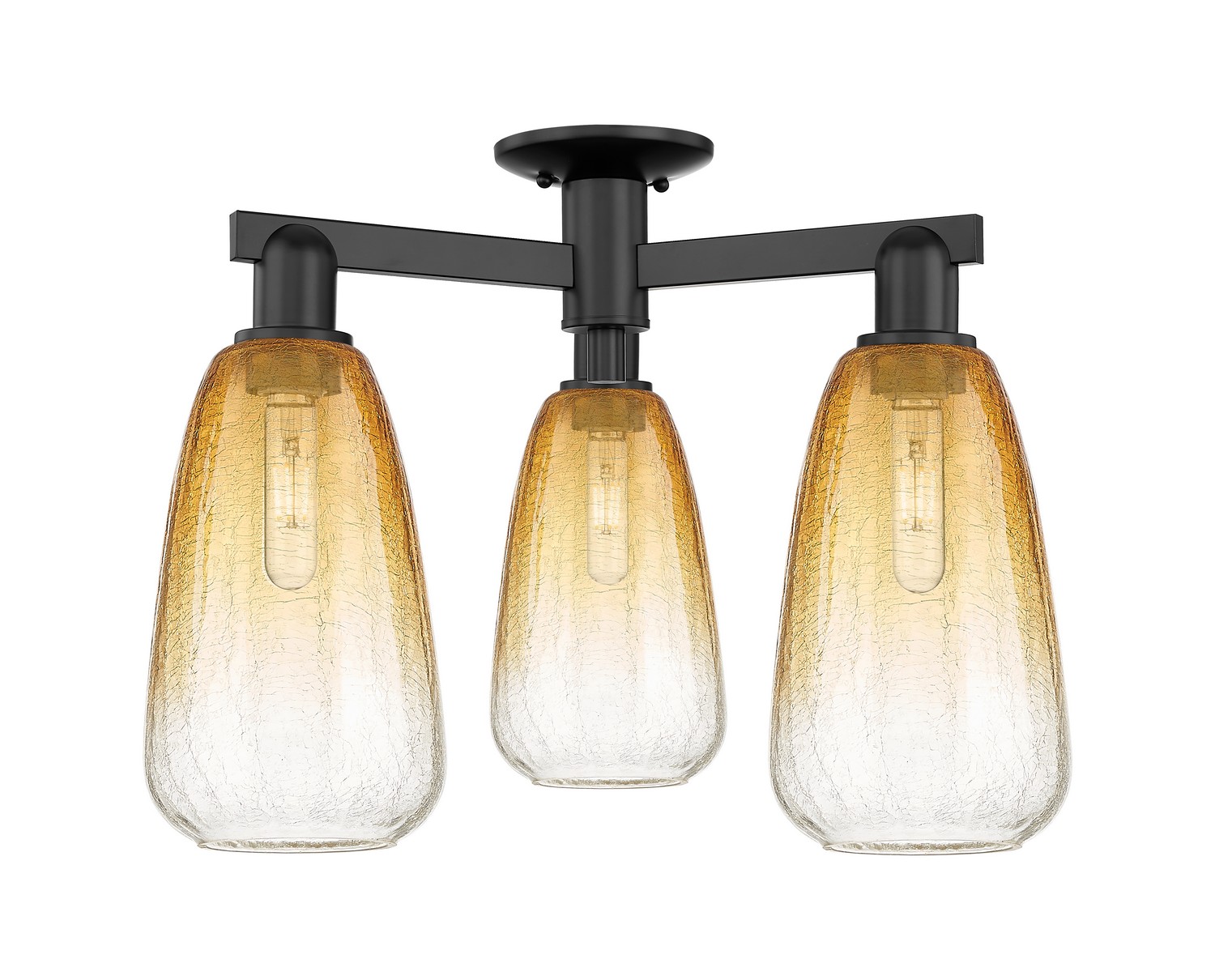 Three Light Semi-Flush Mount by Innovations - Arcadia Collection, Matte Black Finish - 716-3F-BK-G480-6AM