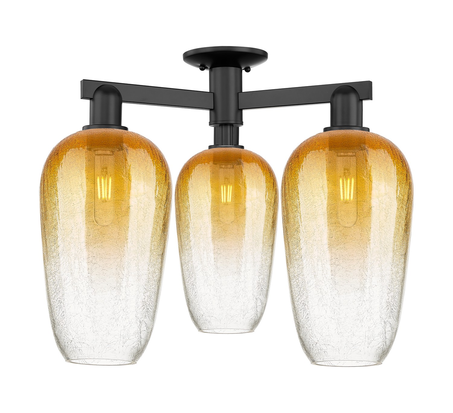 Three Light Semi-Flush Mount by Innovations - Arcadia Collection, Matte Black Finish - 716-3F-BK-G484-7AM