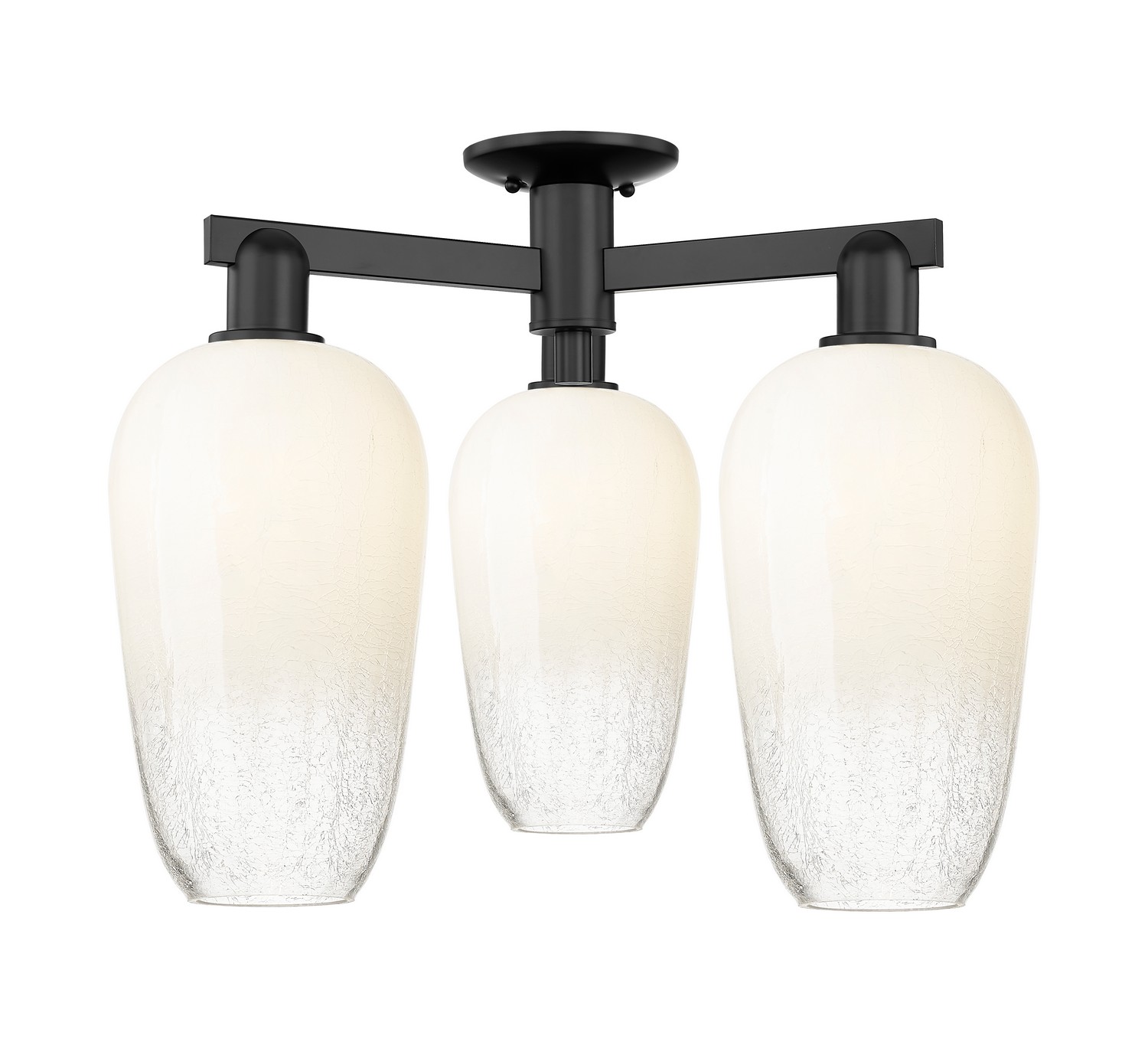 Three Light Semi-Flush Mount by Innovations - Arcadia Collection, Matte Black Finish - 716-3F-BK-G484-7OP