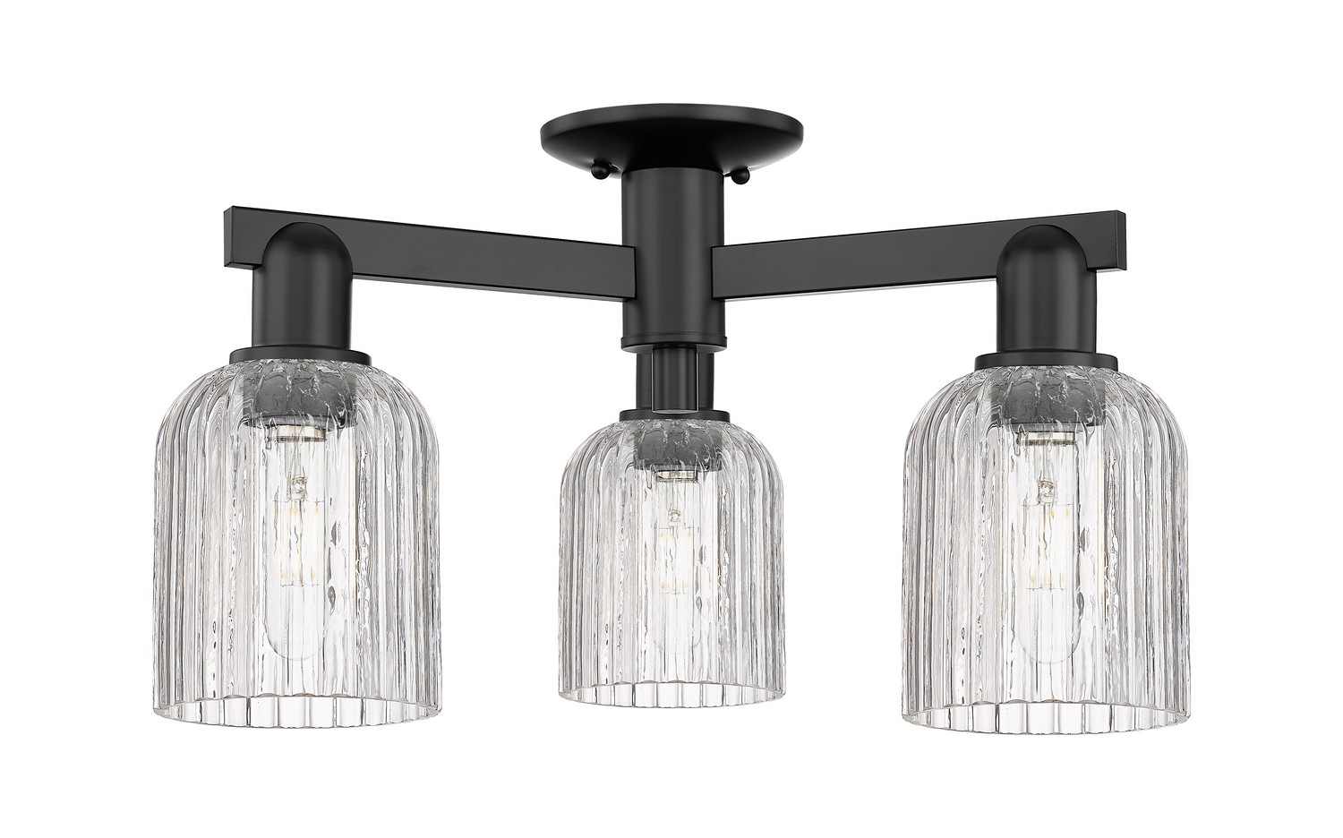 Three Light Semi-Flush Mount by Innovations - Arcadia Collection, Matte Black Finish - 716-3F-BK-G559-5CL