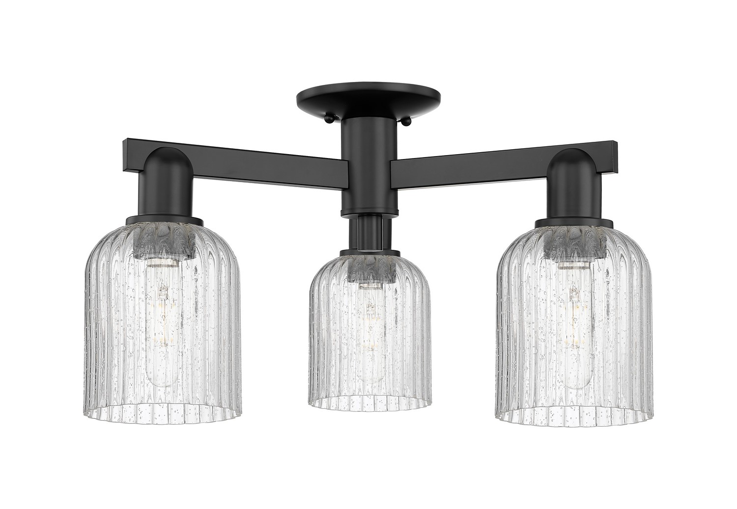 Three Light Semi-Flush Mount by Innovations - Arcadia Collection, Matte Black Finish - 716-3F-BK-G559-5SDY