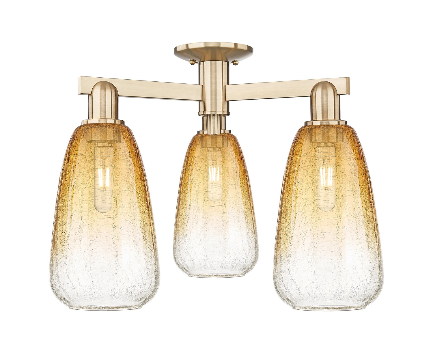 Three Light Semi-Flush Mount by Innovations - Arcadia Collection, Champagne Bronze Finish - 716-3F-CB-G480-6AM