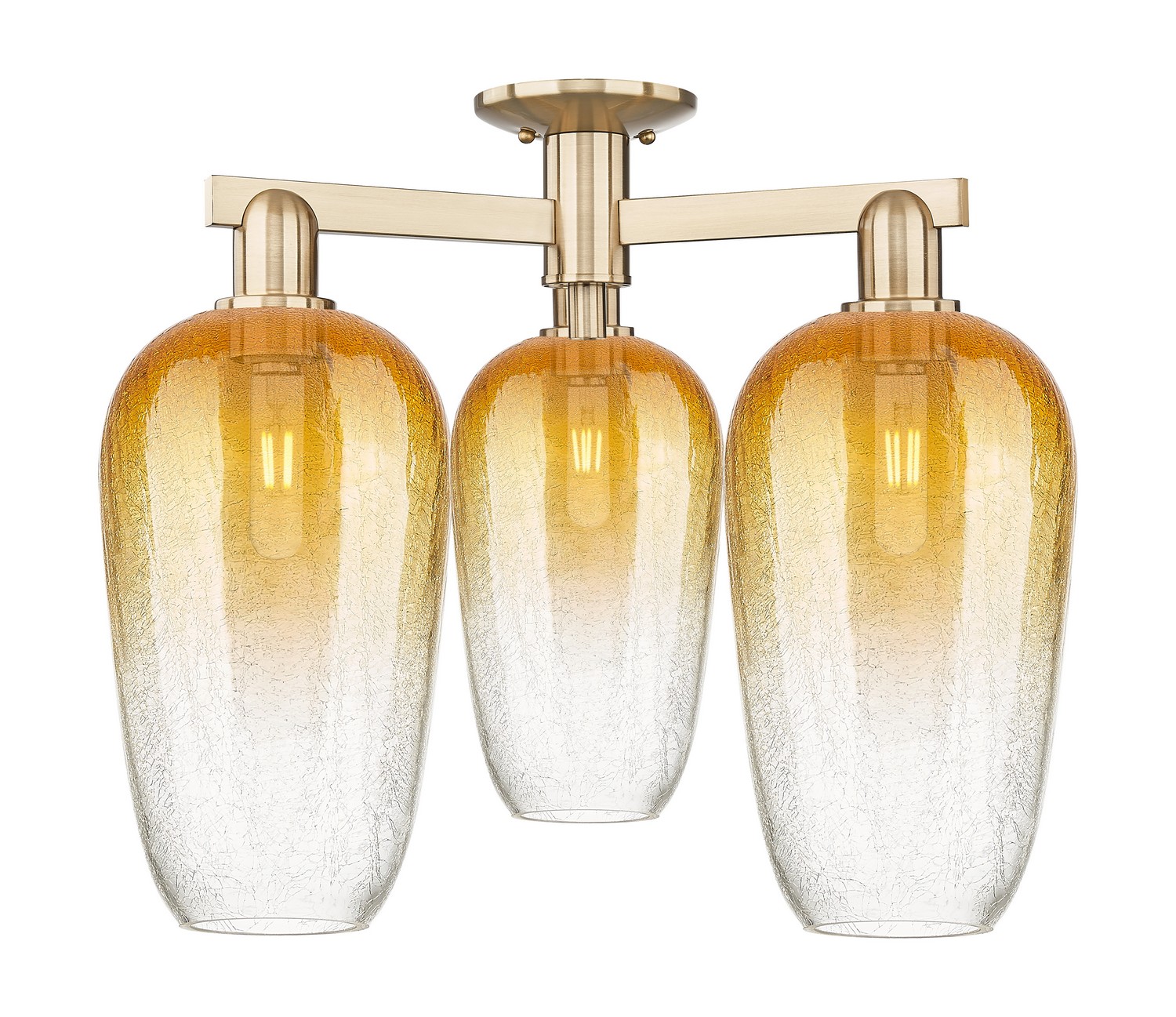 Three Light Semi-Flush Mount by Innovations - Arcadia Collection, Champagne Bronze Finish - 716-3F-CB-G484-7AM