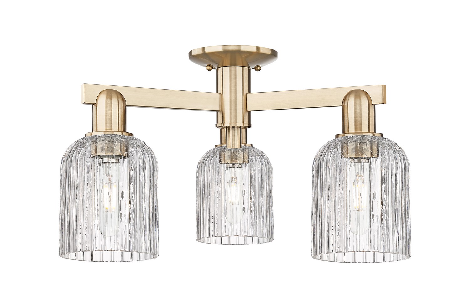 Three Light Semi-Flush Mount by Innovations - Arcadia Collection, Champagne Bronze Finish - 716-3F-CB-G559-5CL