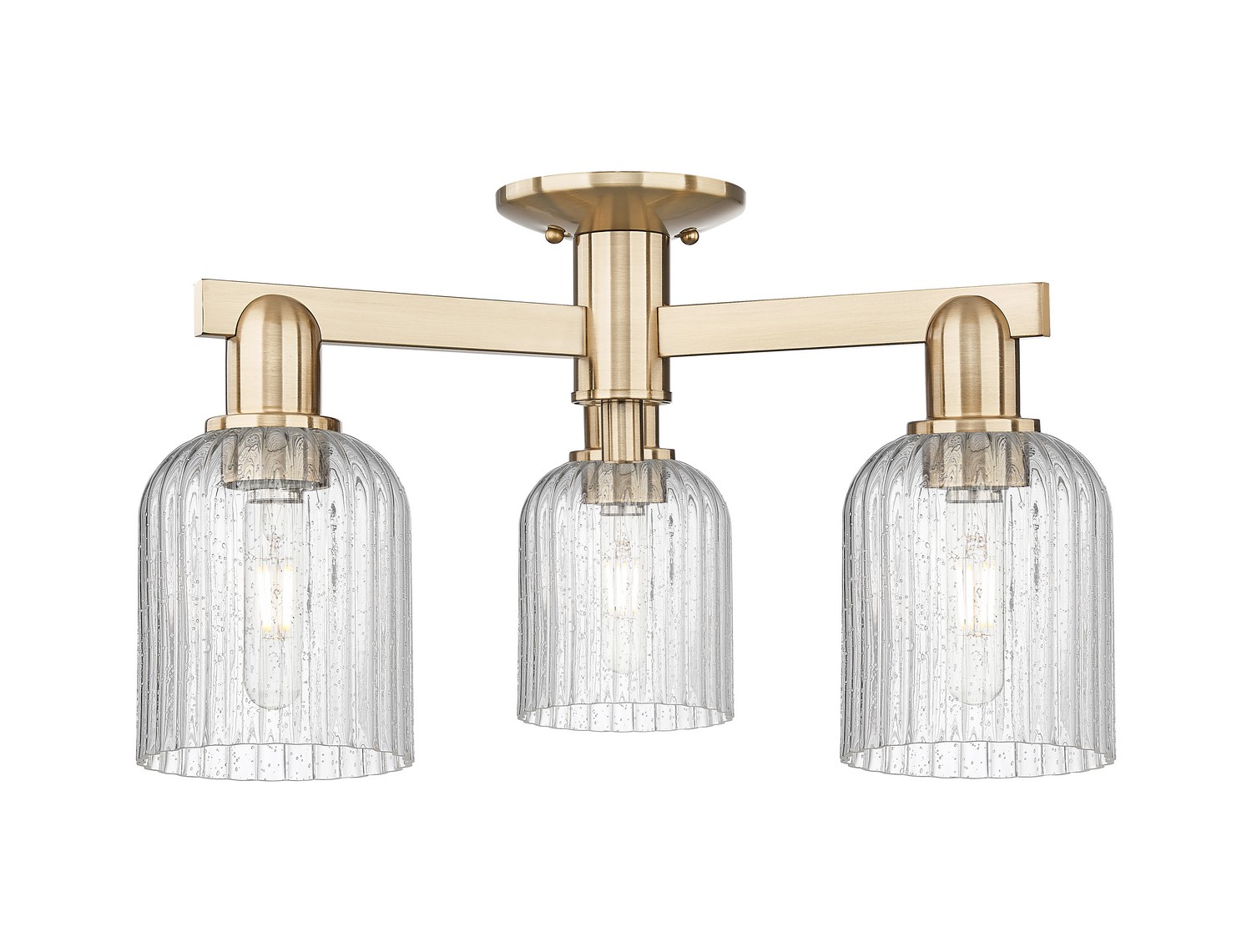 Three Light Semi-Flush Mount by Innovations - Arcadia Collection, Champagne Bronze Finish - 716-3F-CB-G559-5SDY