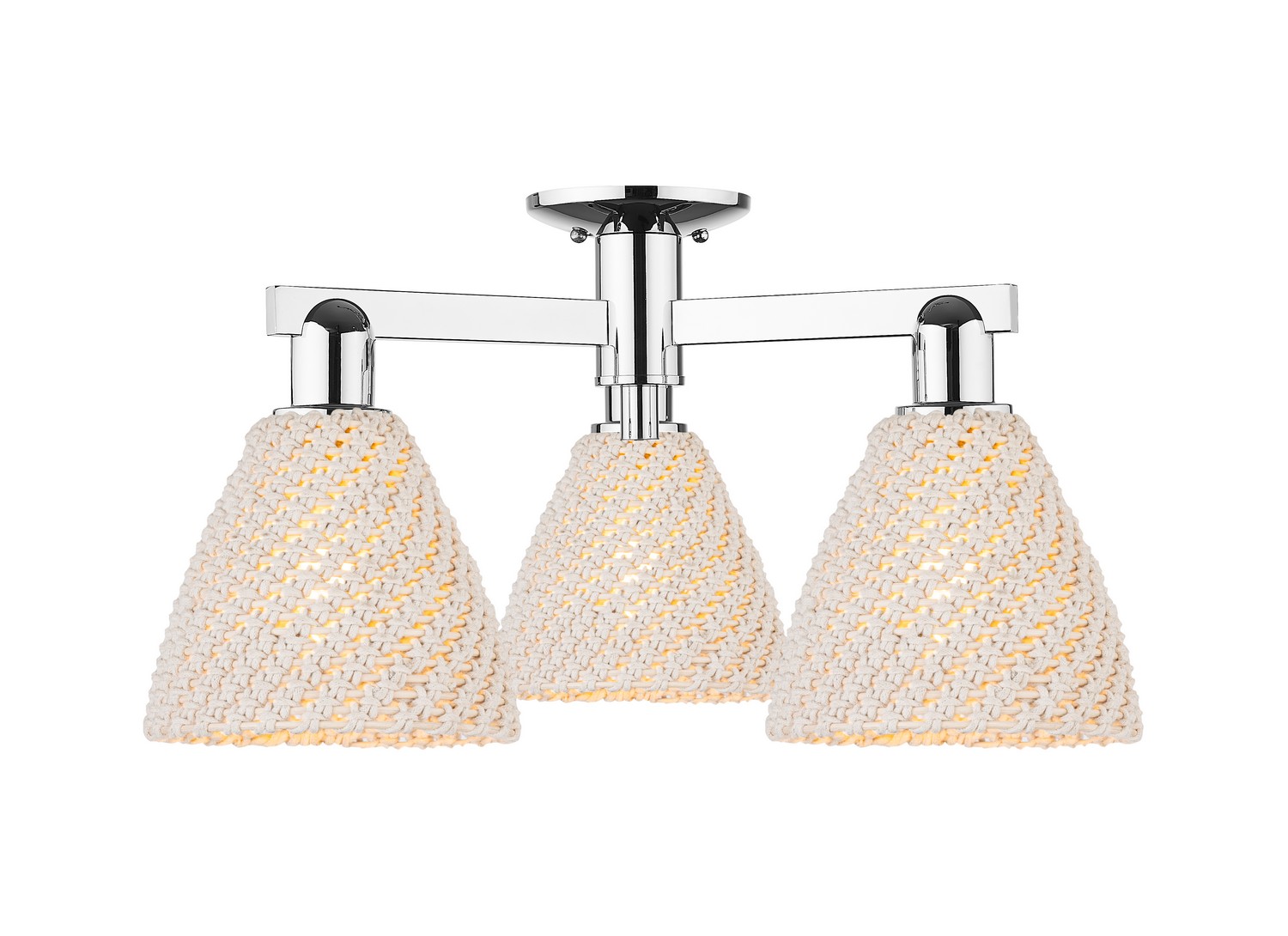 Three Light Semi-Flush Mount by Innovations - Arcadia Collection, Polished Chrome Finish - 716-3F-PC-NBD-75-NAT