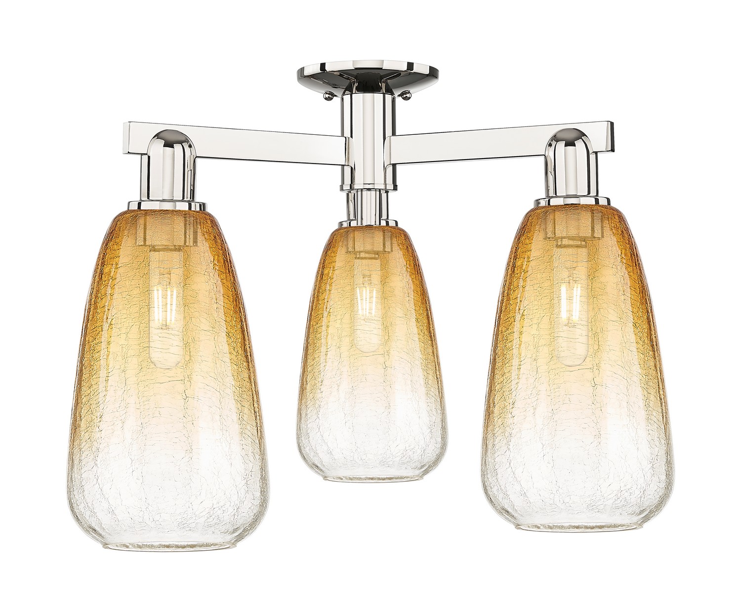 Three Light Semi-Flush Mount by Innovations - Arcadia Collection, Polished Nickel Finish - 716-3F-PN-G480-6AM