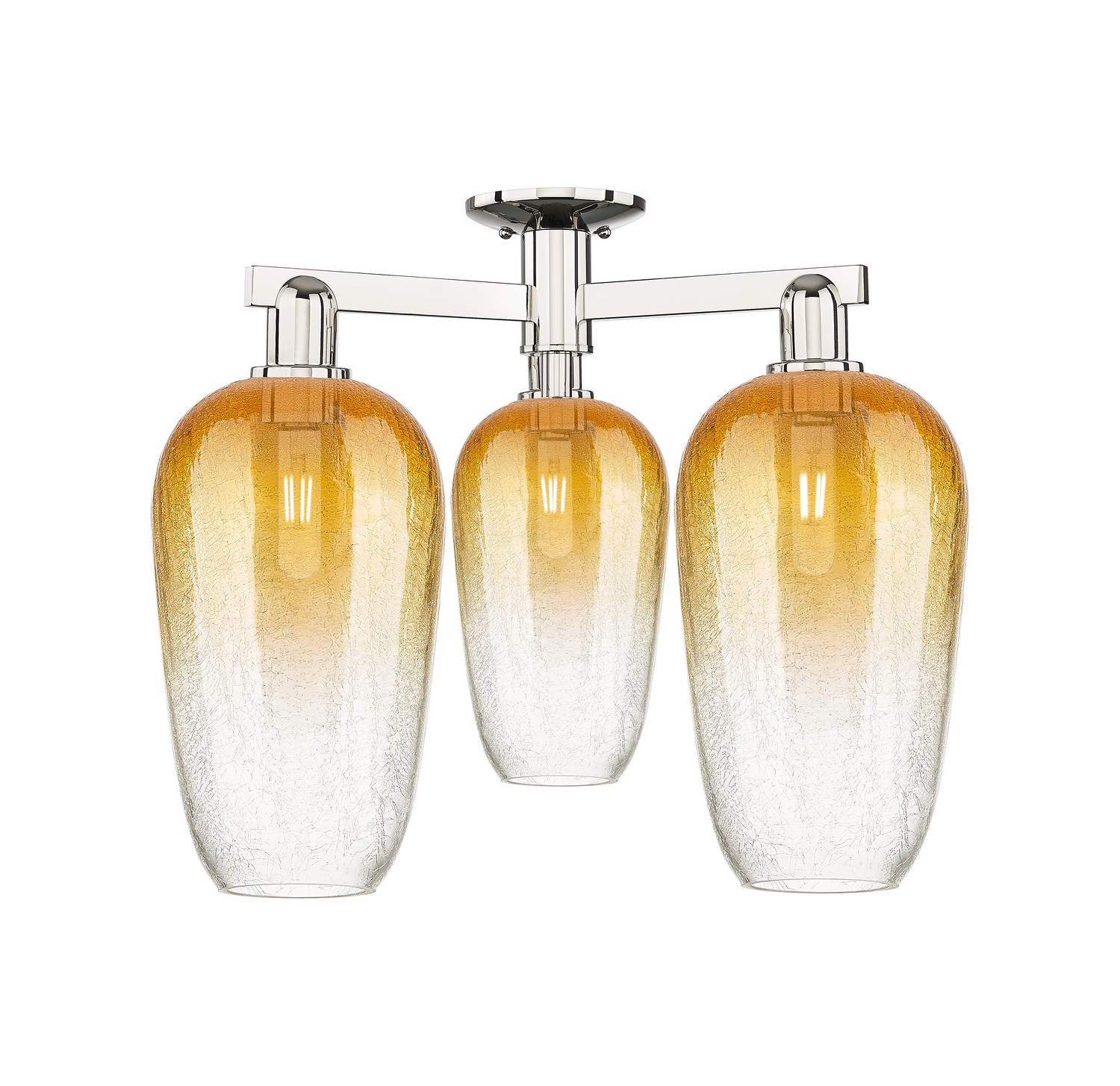 Three Light Semi-Flush Mount by Innovations - Arcadia Collection, Polished Nickel Finish - 716-3F-PN-G484-7AM