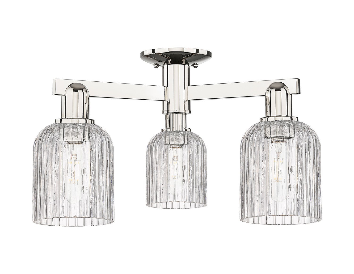 Three Light Semi-Flush Mount by Innovations - Arcadia Collection, Polished Nickel Finish - 716-3F-PN-G559-5CL