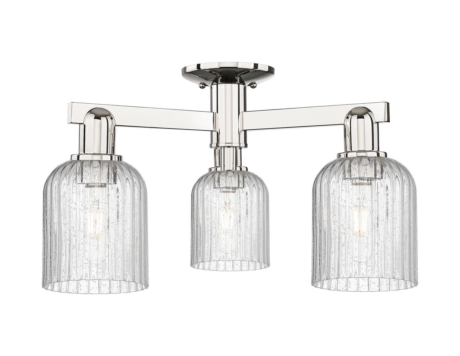 Three Light Semi-Flush Mount by Innovations - Arcadia Collection, Polished Nickel Finish - 716-3F-PN-G559-5SDY