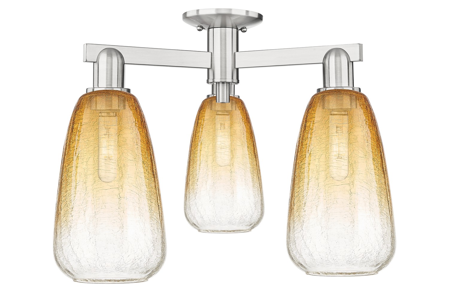 Three Light Semi-Flush Mount by Innovations - Arcadia Collection, Brushed Satin Nickel Finish - 716-3F-SN-G480-6AM