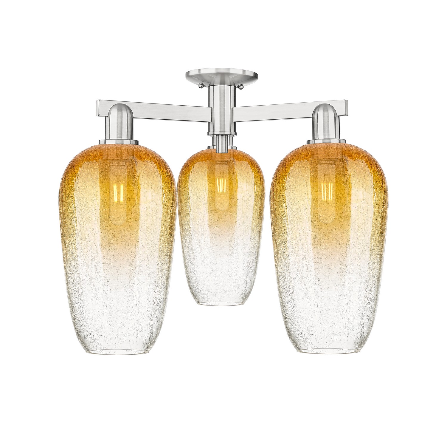 Three Light Semi-Flush Mount by Innovations - Arcadia Collection, Brushed Satin Nickel Finish - 716-3F-SN-G484-7AM