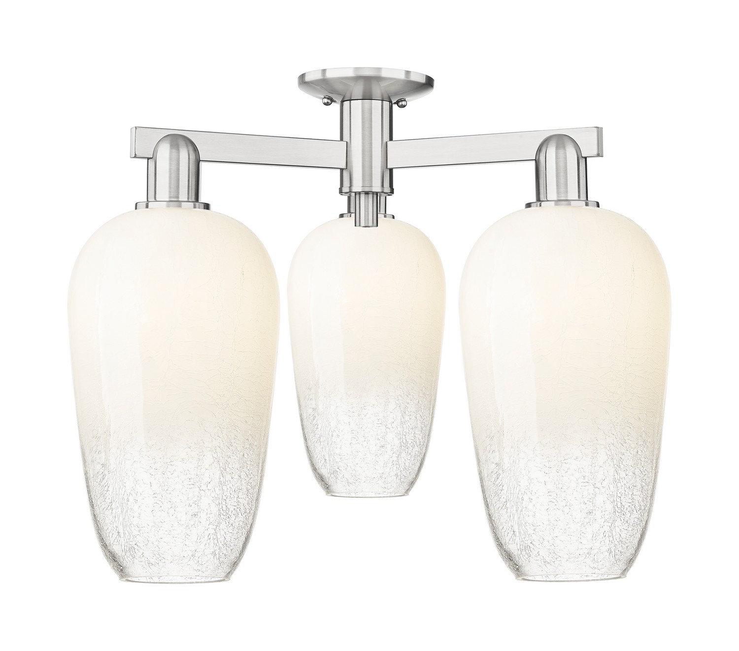 Three Light Semi-Flush Mount by Innovations - Arcadia Collection, Brushed Satin Nickel Finish - 716-3F-SN-G484-7OP