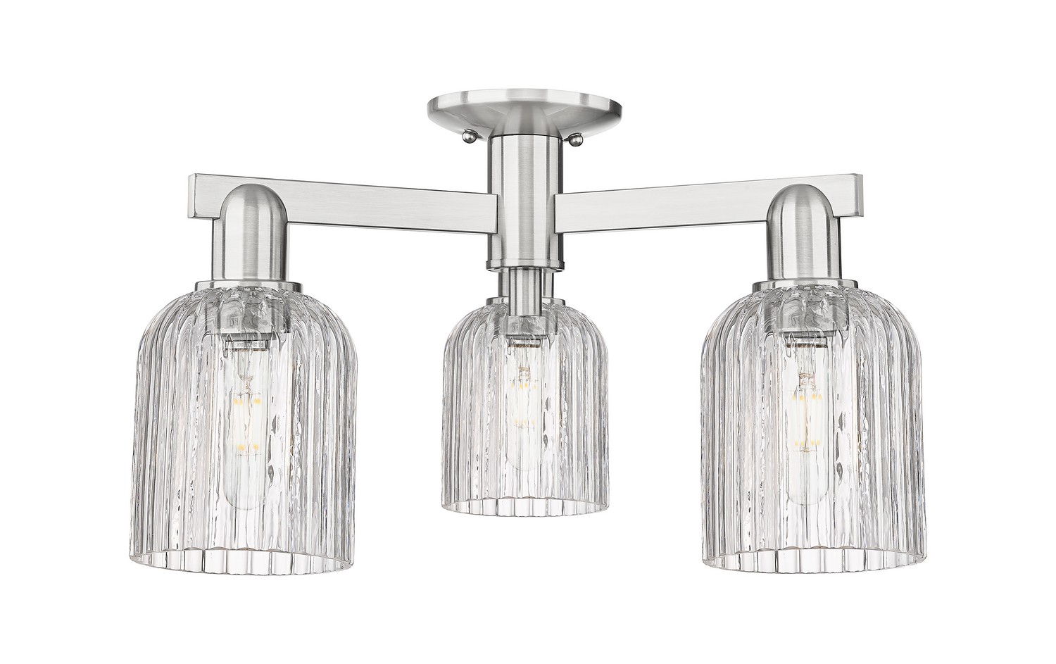Three Light Semi-Flush Mount by Innovations - Arcadia Collection, Brushed Satin Nickel Finish - 716-3F-SN-G559-5CL