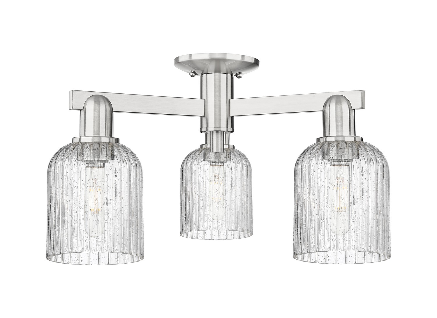 Three Light Semi-Flush Mount by Innovations - Arcadia Collection, Brushed Satin Nickel Finish - 716-3F-SN-G559-5SDY
