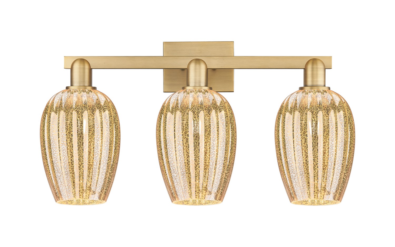 Three Light Bath Vanity by Innovations - Arcadia Collection, Brushed Brass Finish - 716-3W-BB-G457-6ME