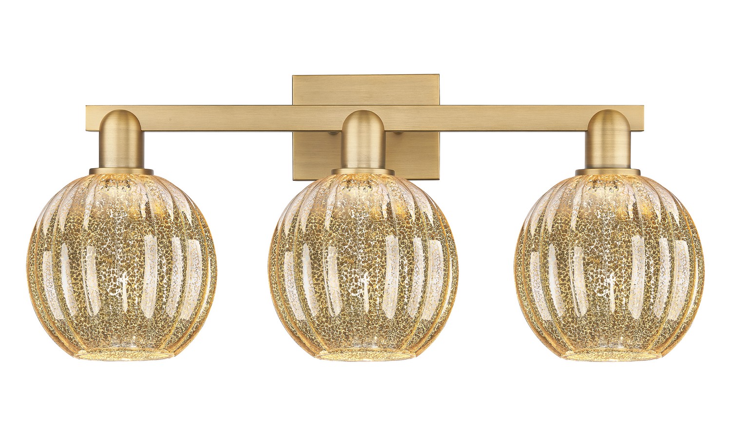 Three Light Bath Vanity by Innovations - Arcadia Collection, Brushed Brass Finish - 716-3W-BB-G458-7ME