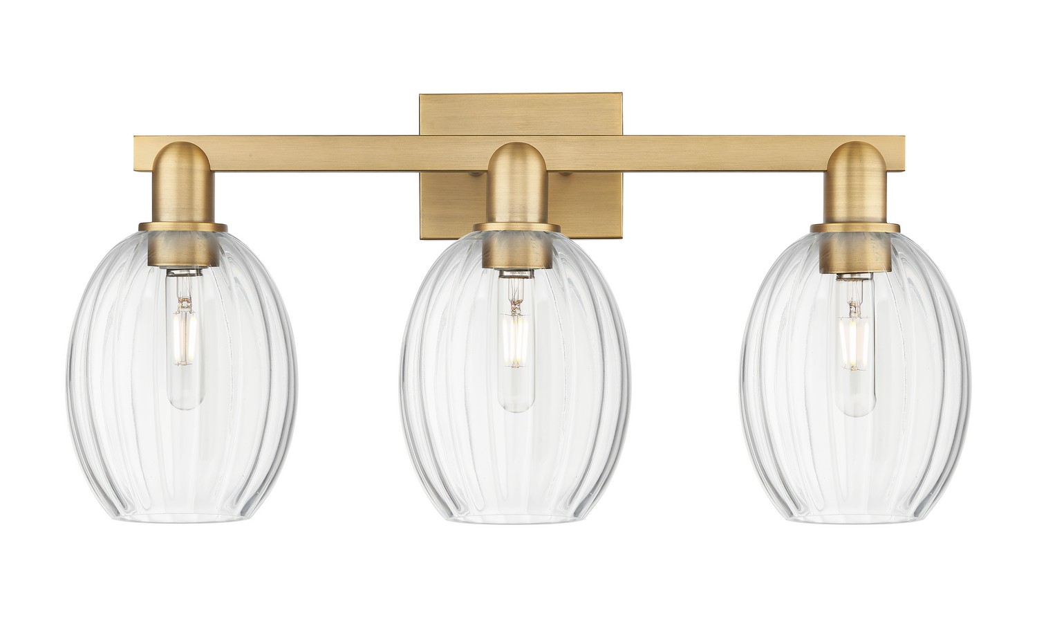 Three Light Bath Vanity by Innovations - Arcadia Collection, Brushed Brass Finish - 716-3W-BB-G459-6CL