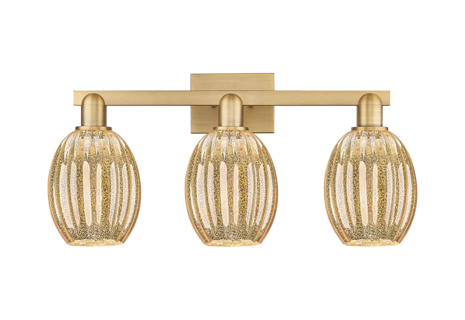 Three Light Bath Vanity by Innovations - Arcadia Collection, Brushed Brass Finish - 716-3W-BB-G459-6ME