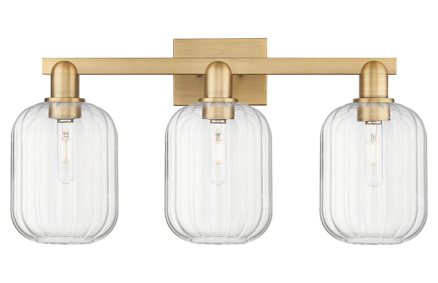 Three Light Bath Vanity by Innovations - Arcadia Collection, Brushed Brass Finish - 716-3W-BB-G460-7CL
