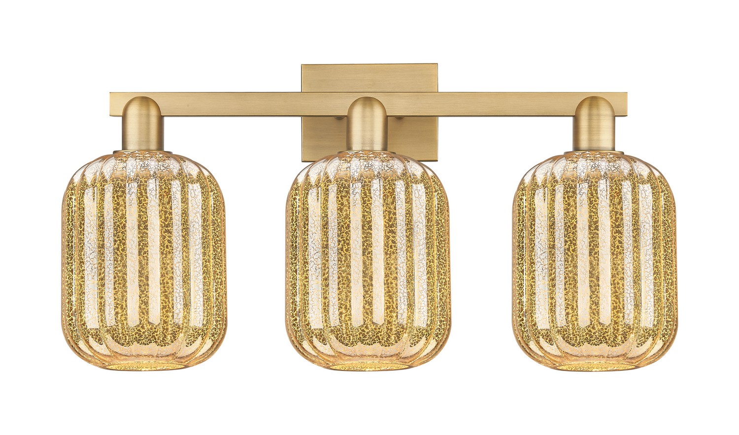 Three Light Bath Vanity by Innovations - Arcadia Collection, Brushed Brass Finish - 716-3W-BB-G460-7ME