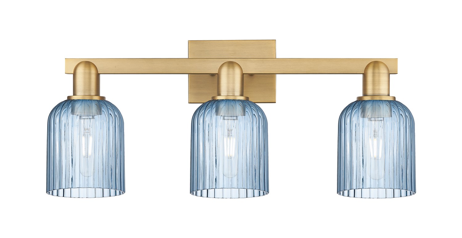 Three Light Bath Vanity by Innovations - Arcadia Collection, Brushed Brass Finish - 716-3W-BB-G559-5BL