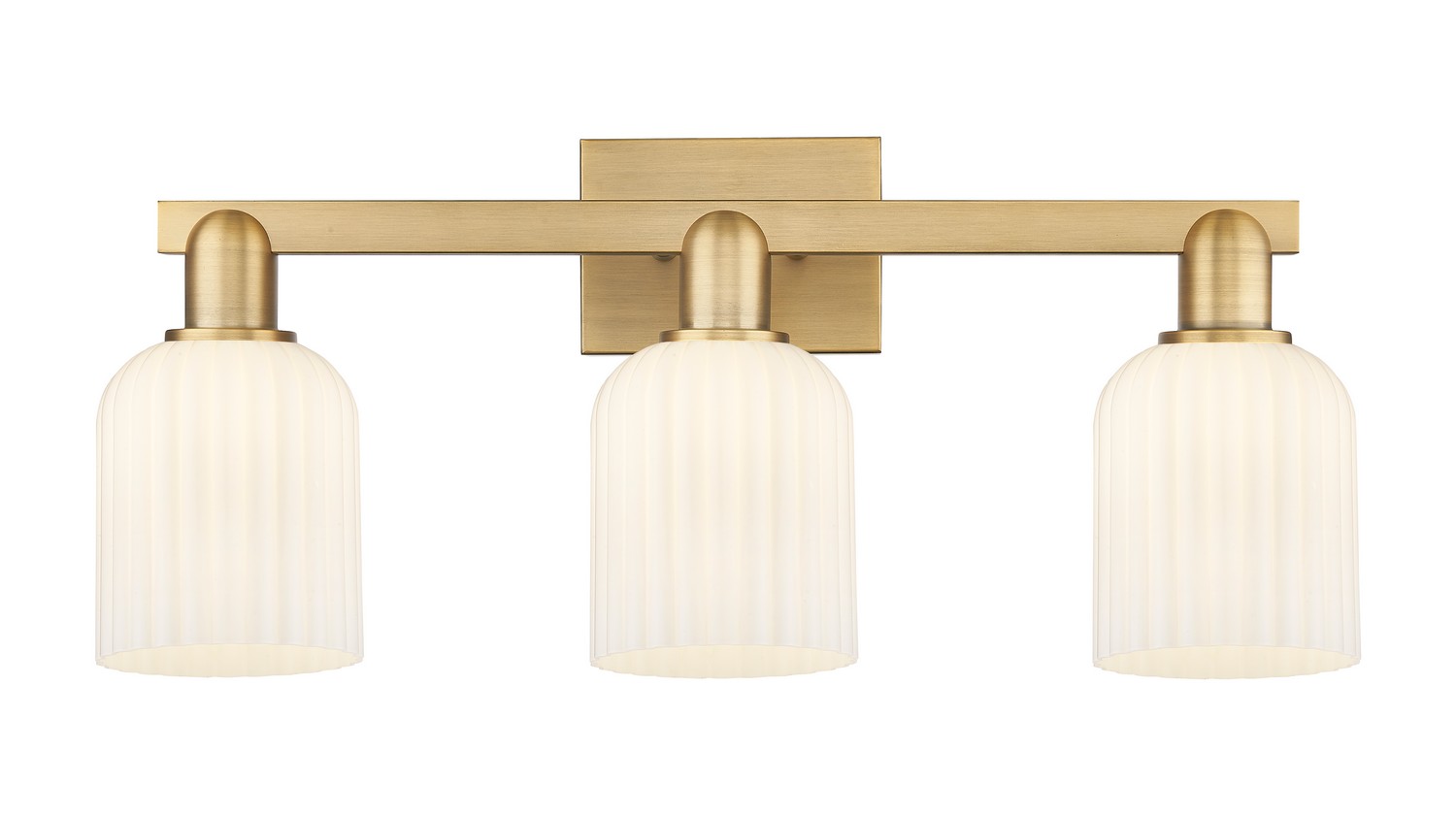 Three Light Bath Vanity by Innovations - Arcadia Collection, Brushed Brass Finish - 716-3W-BB-G559-5GWH