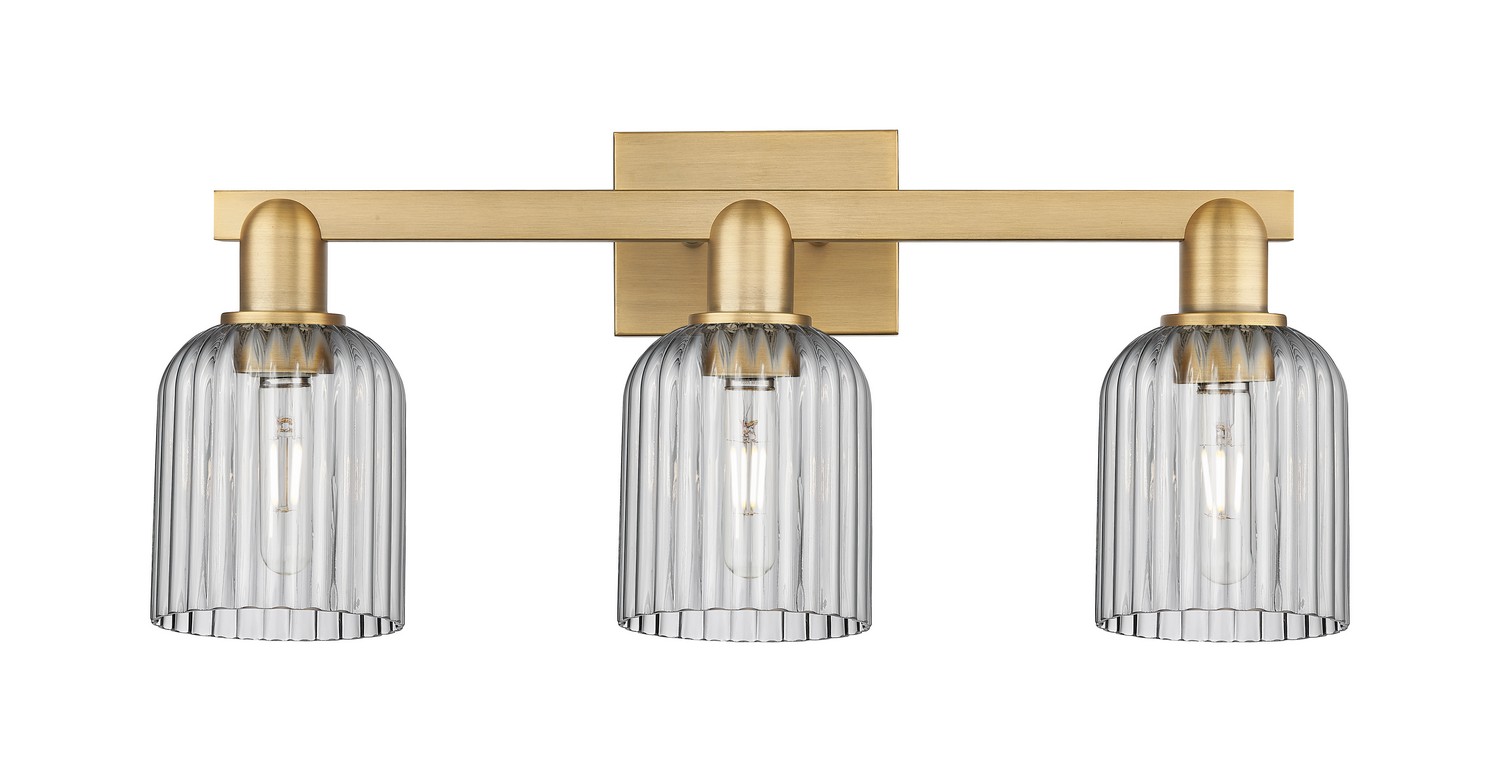 Three Light Bath Vanity by Innovations - Arcadia Collection, Brushed Brass Finish - 716-3W-BB-G559-5SM