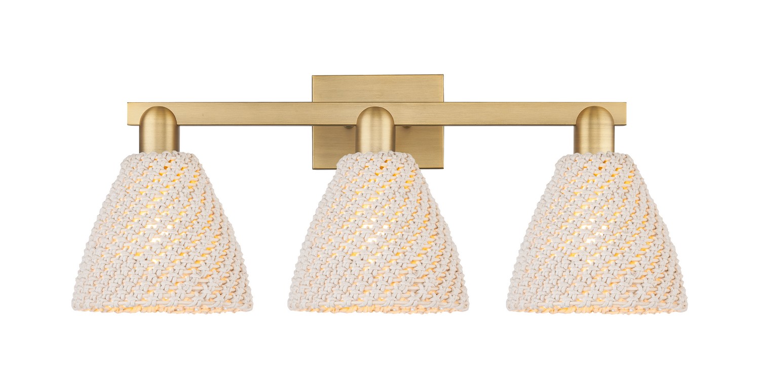 Three Light Bath Vanity by Innovations - Arcadia Collection, Brushed Brass Finish - 716-3W-BB-NBD-75-NAT