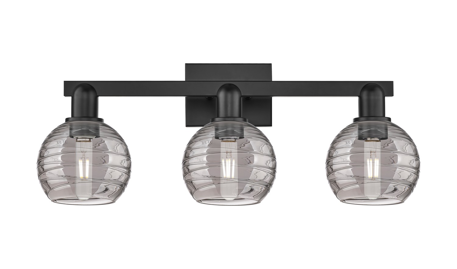 Three Light Bath Vanity by Innovations - Arcadia Collection, Matte Black Finish - 716-3W-BK-G1213-6SM