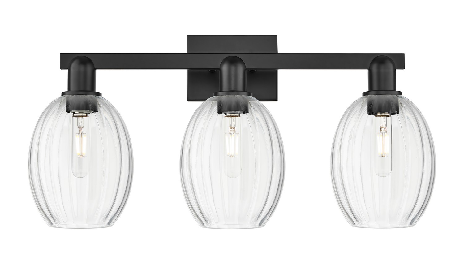 Three Light Bath Vanity by Innovations - Arcadia Collection, Matte Black Finish - 716-3W-BK-G459-6CL