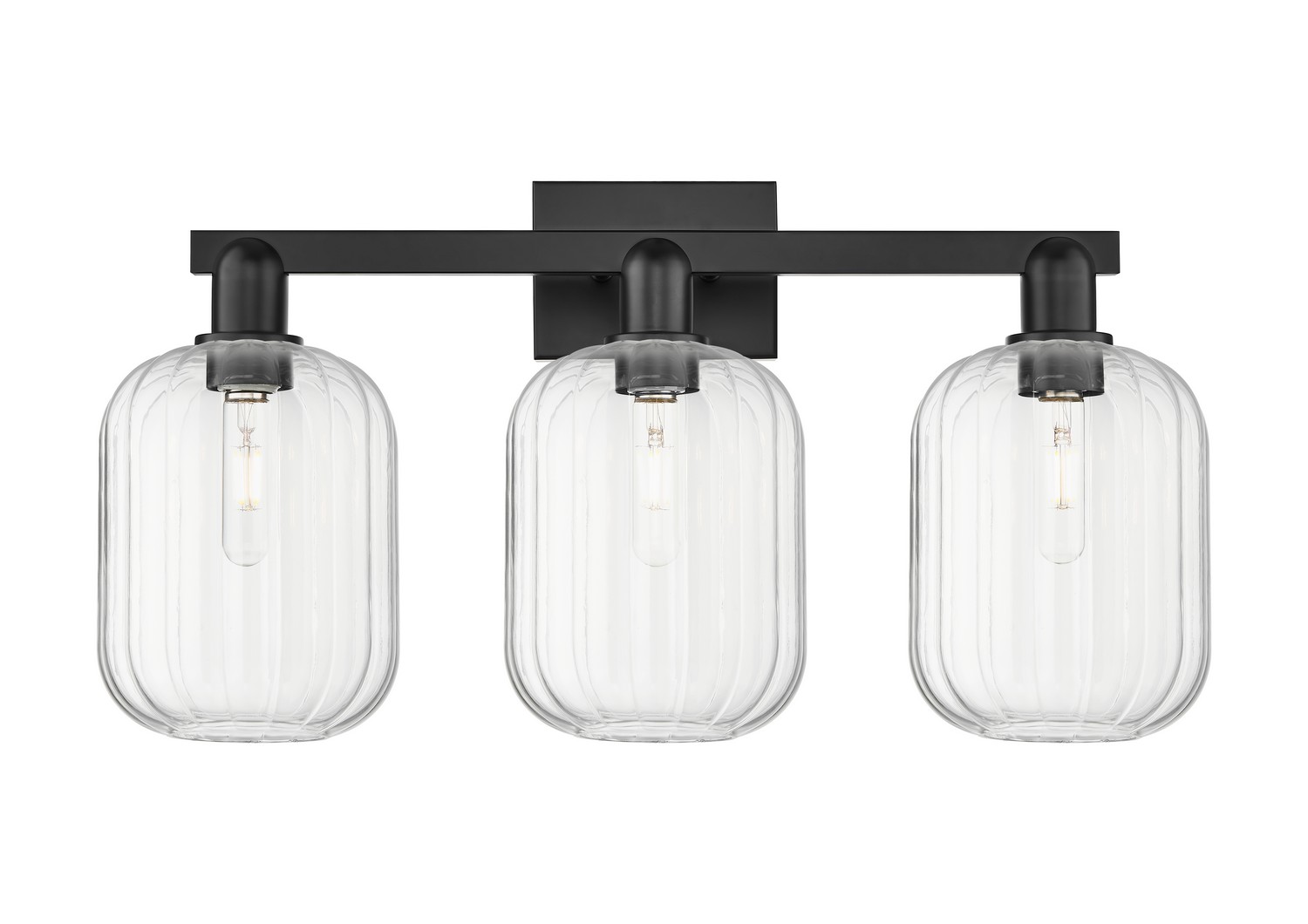 Three Light Bath Vanity by Innovations - Arcadia Collection, Matte Black Finish - 716-3W-BK-G460-7CL