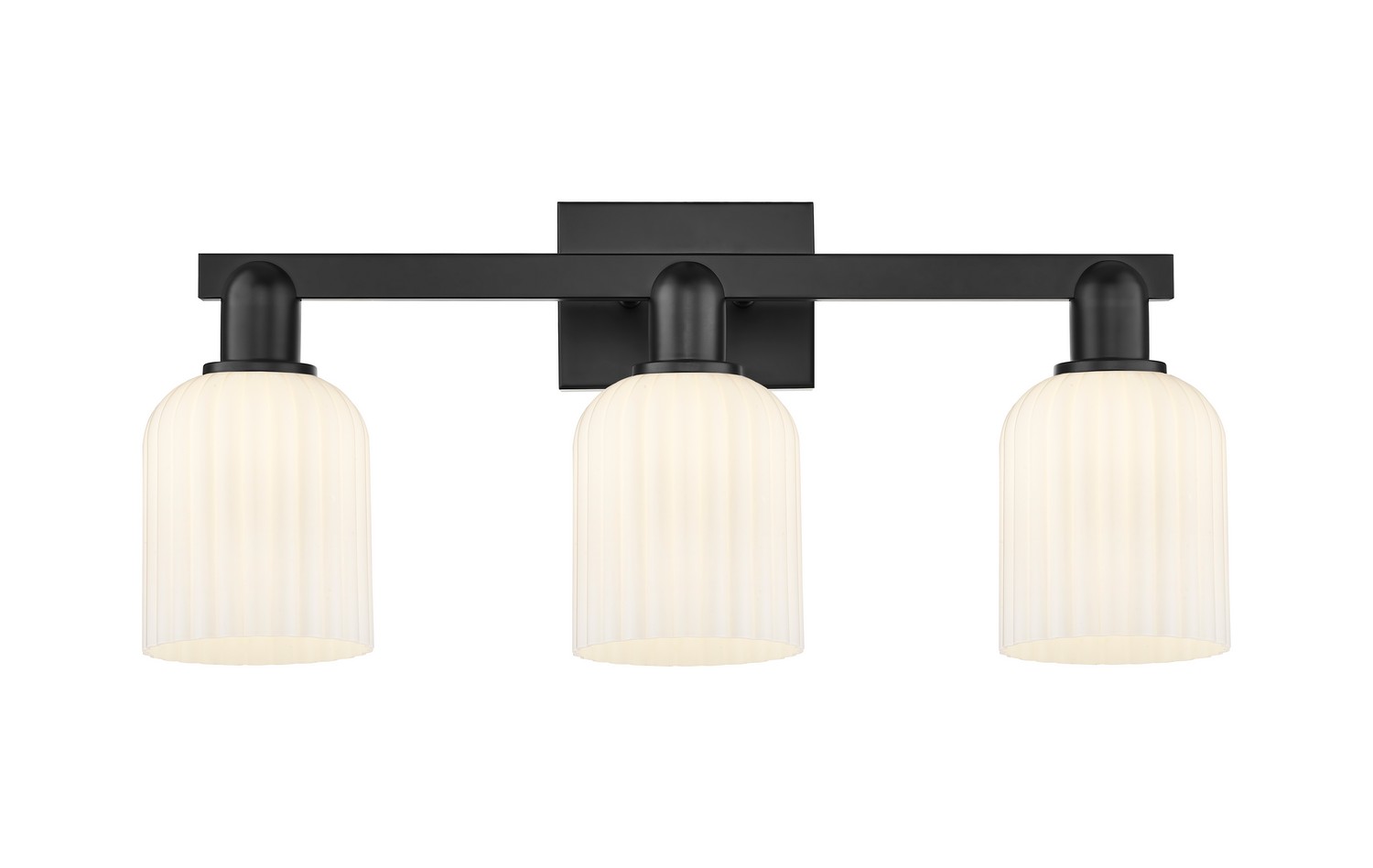 Three Light Bath Vanity by Innovations - Arcadia Collection, Matte Black Finish - 716-3W-BK-G559-5GWH