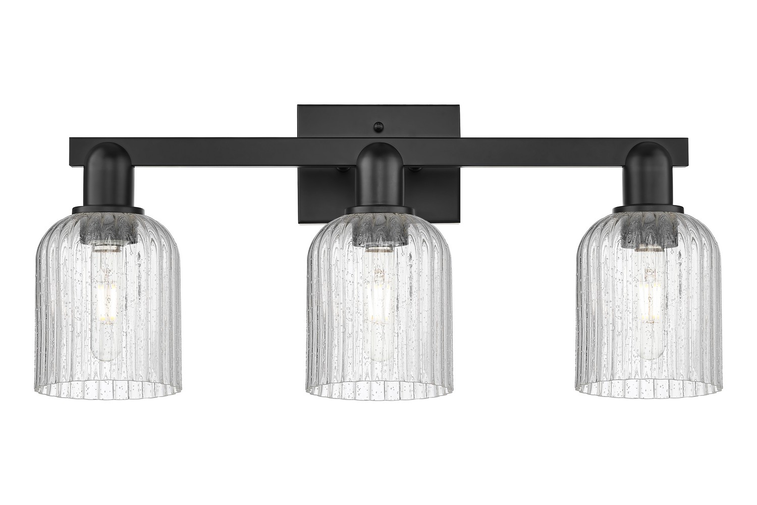 Three Light Bath Vanity by Innovations - Arcadia Collection, Matte Black Finish - 716-3W-BK-G559-5SDY