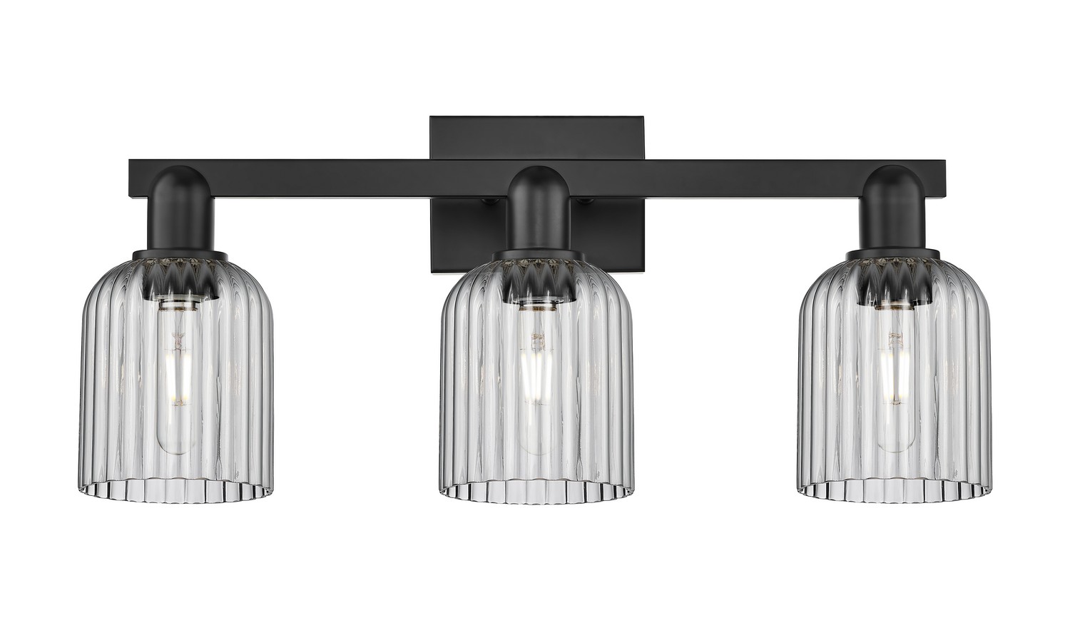 Three Light Bath Vanity by Innovations - Arcadia Collection, Matte Black Finish - 716-3W-BK-G559-5SM