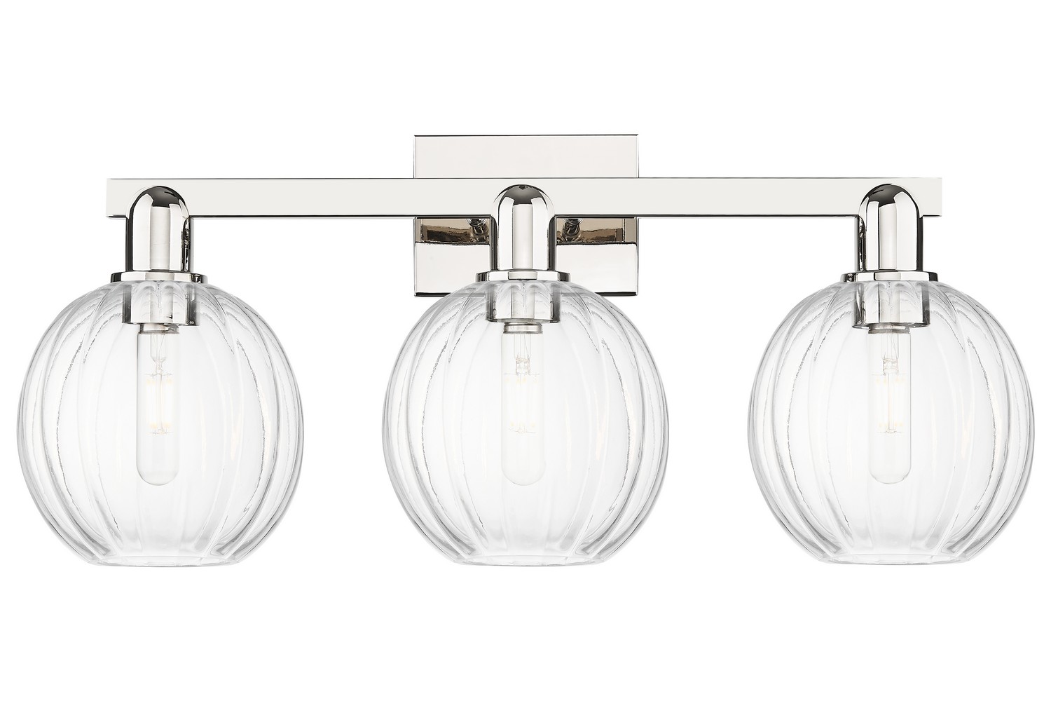 Three Light Bath Vanity by Innovations - Arcadia Collection, Polished Nickel Finish - 716-3W-PN-G458-7CL
