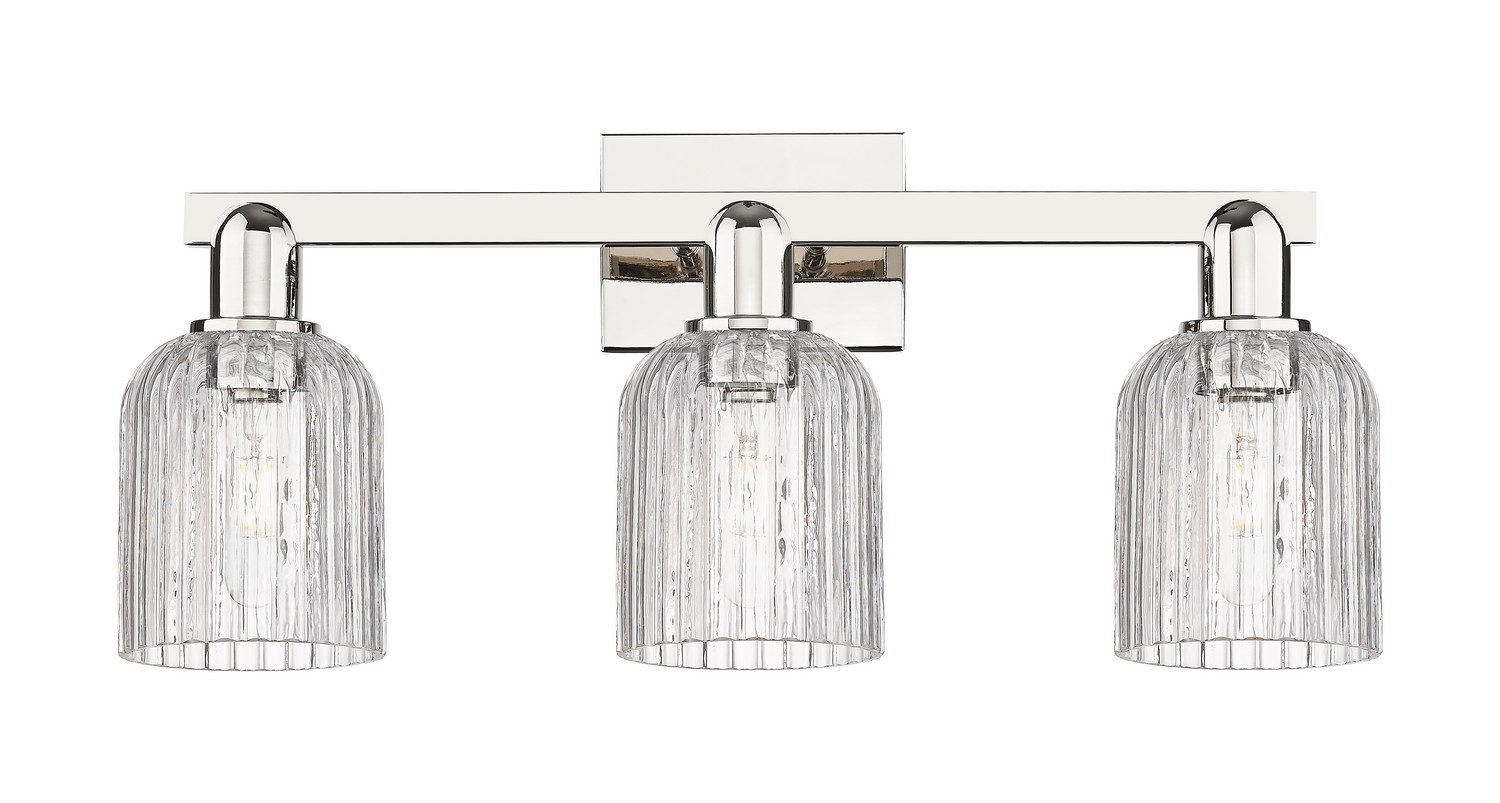 Three Light Bath Vanity by Innovations - Arcadia Collection, Polished Nickel Finish - 716-3W-PN-G559-5CL