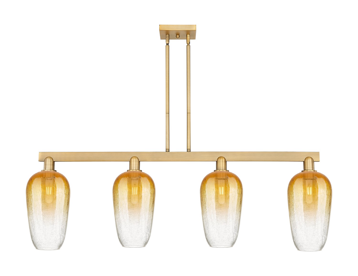 Four Light Island Pendant by Innovations - Arcadia Collection, Brushed Brass Finish - 716-4I-BB-G484-7AM