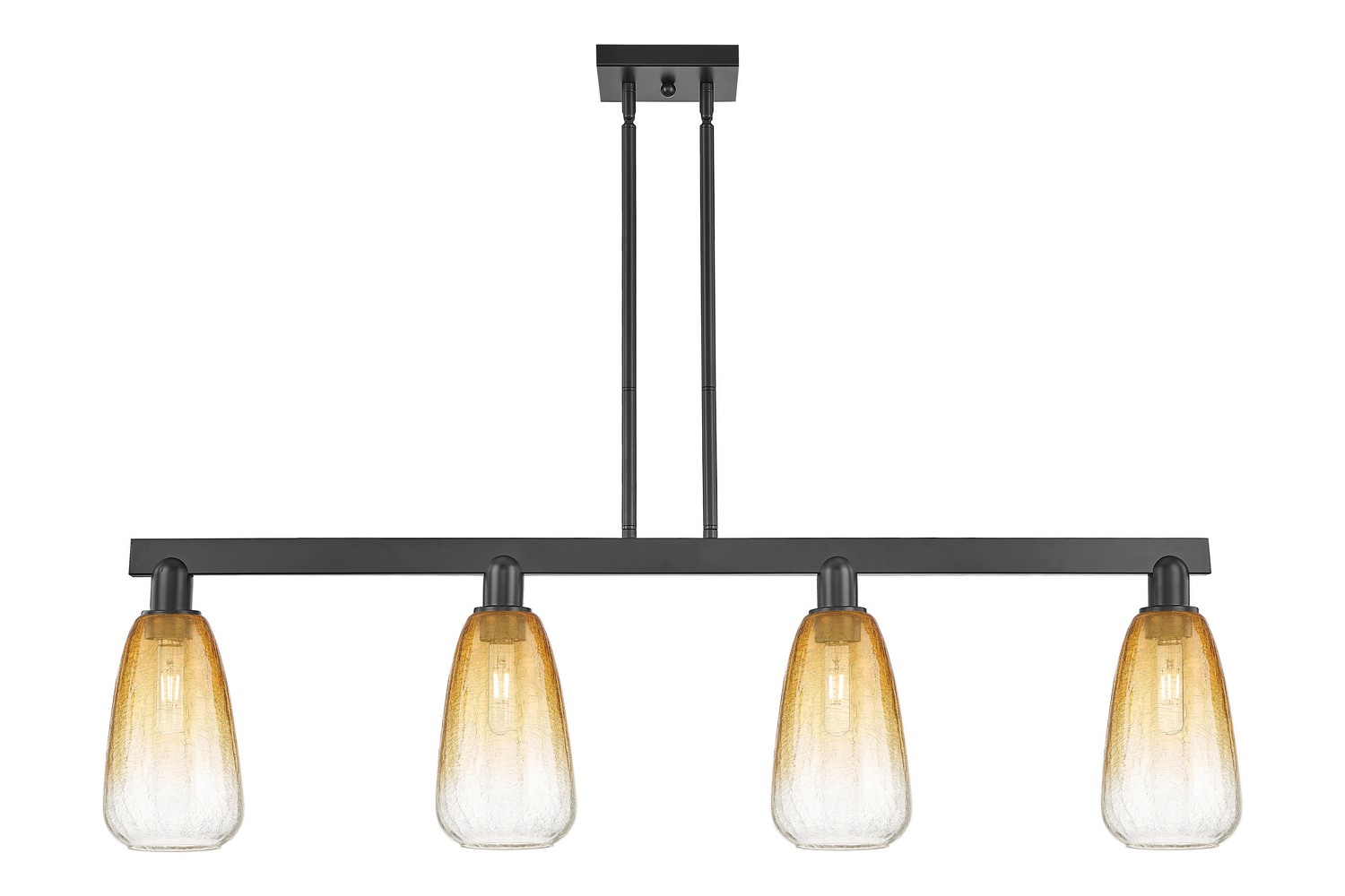 Four Light Island Pendant by Innovations - Arcadia Collection, Matte Black Finish - 716-4I-BK-G480-6AM