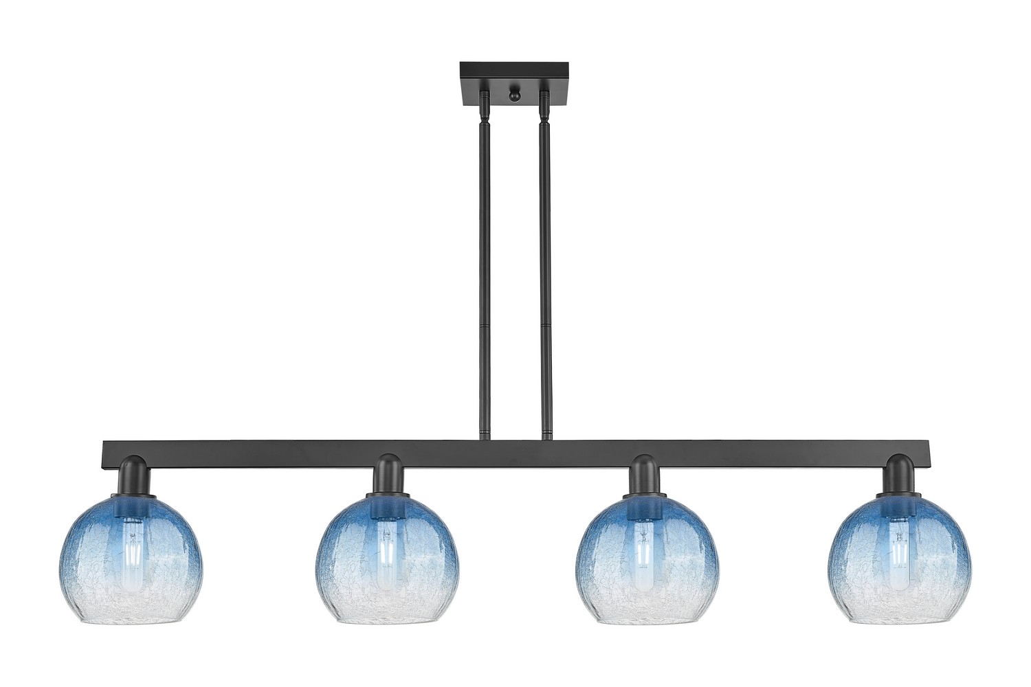 Four Light Island Pendant by Innovations - Arcadia Collection, Matte Black Finish - 716-4I-BK-G483-8SB