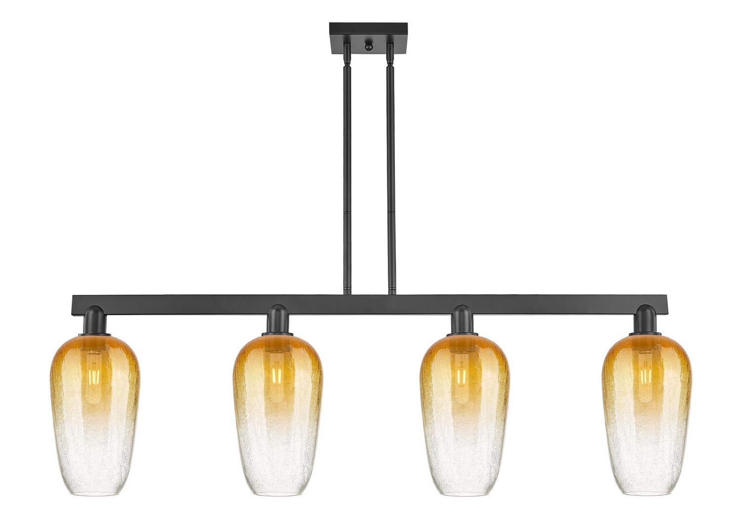 Four Light Island Pendant by Innovations - Arcadia Collection, Matte Black Finish - 716-4I-BK-G484-7AM