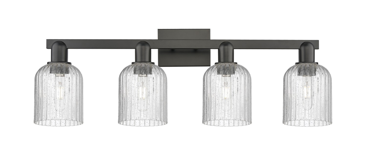 Four Light Bath Vanity by Innovations - Arcadia Collection, Matte Black Finish - 716-4W-BK-G559-5SDY