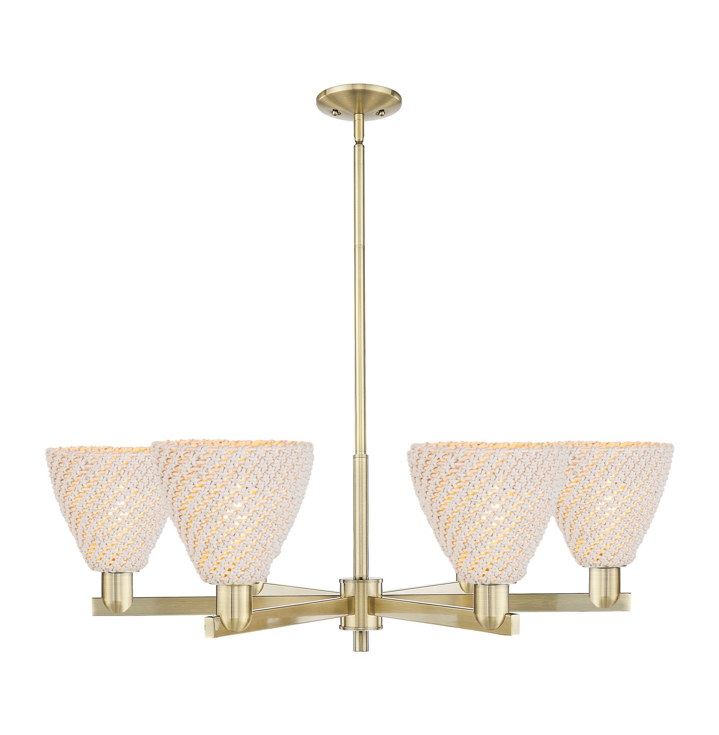 Six Light Chandelier by Innovations - Arcadia Collection, Antique Brass Finish - 716-6CR-AB-NBD-75-NAT