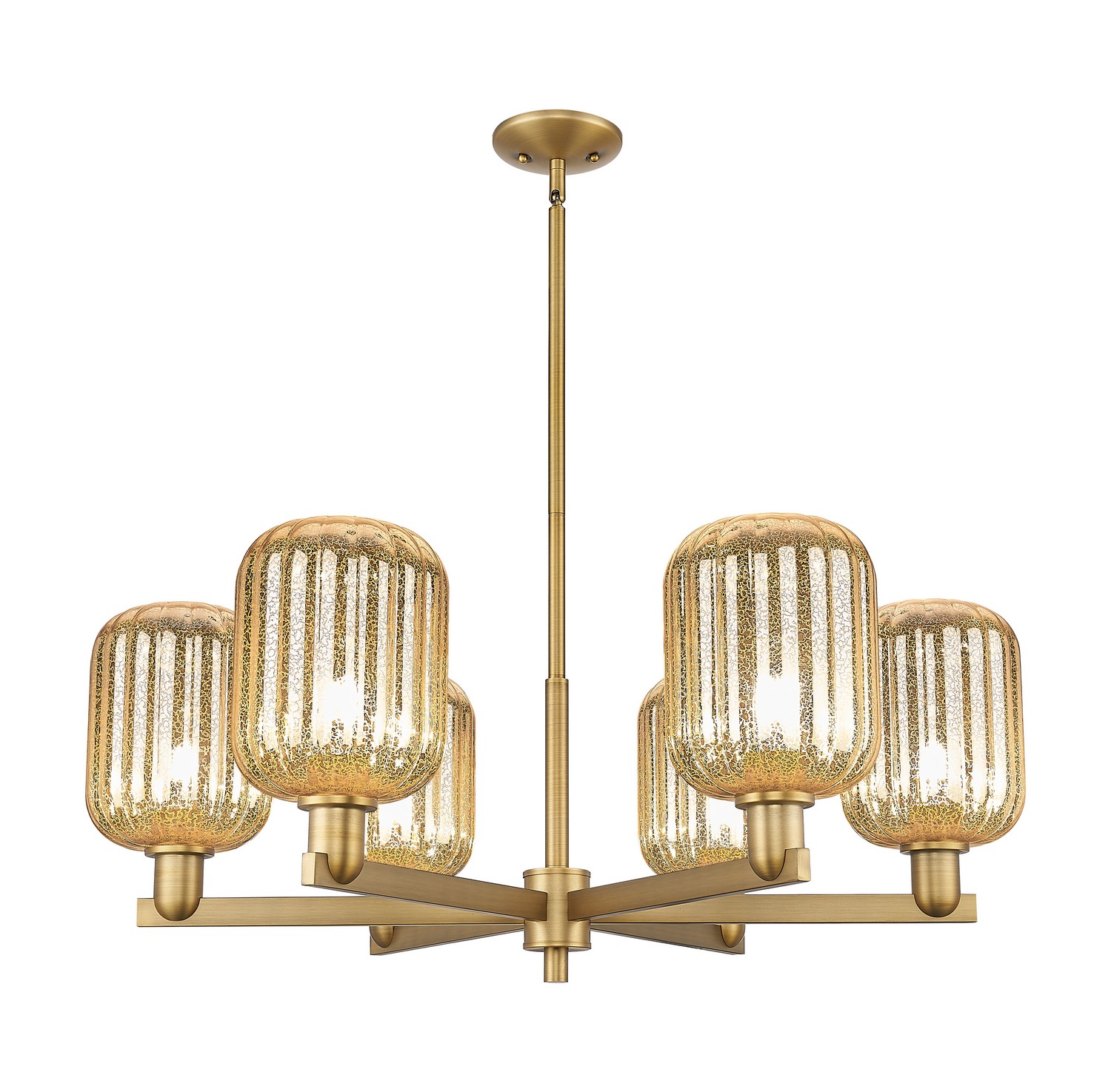 Six Light Chandelier by Innovations - Arcadia Collection, Brushed Brass Finish - 716-6CR-BB-G460-7ME